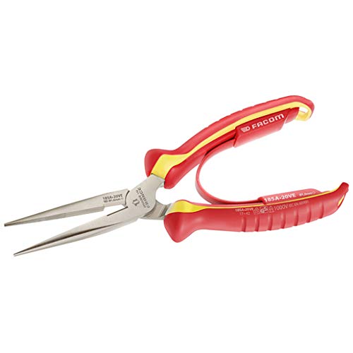 Facom 185A.20VE Half Round Long Straight Nose Pliers Insulated 1000 Volts 200 mm