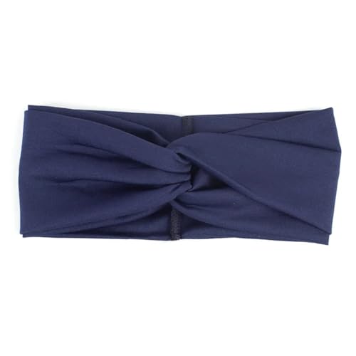 Diadema Mujer Diadema Elástica Ancha Con Estampado De Flores For Niñas, Diadema Cruzada Con Nudos, Accesorios Suaves For El Cabello(Deep blue)