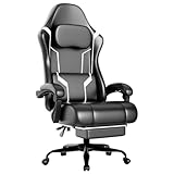 Fruyyzl Sillas Gaming con Reposapies, Silla Gamer Adulto con Respaldo Lumbar, Silla Escritorio Gaming Ajustable en Altura, Silla Ordenador en Piel Sintética (Gama Media, Blanco)