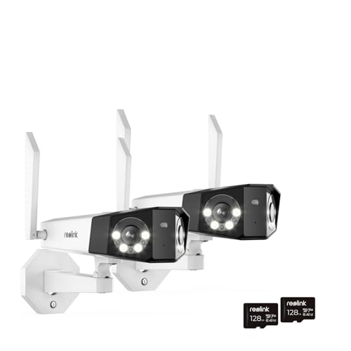 REOLINK Camera with 128GB microSD Card Bundle, 8MP 4K Dual-Lens Camera, 2.4/5GHz Dual-Band WiFi, Local Storage, No Monthly Fees