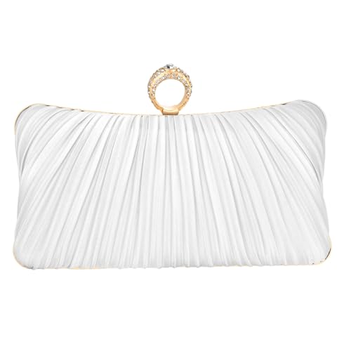 Image of Fashion Women's Evening Bags, Gold Silk Luxury Handbags with Chain Stylish Purses for Wedding Party