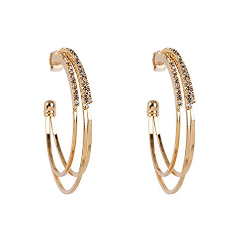 XIAOL Exaggerated Metal Fashionable Lady Earrings Glitter Hoop Earrings Birthday Everyday Jewelry Gift