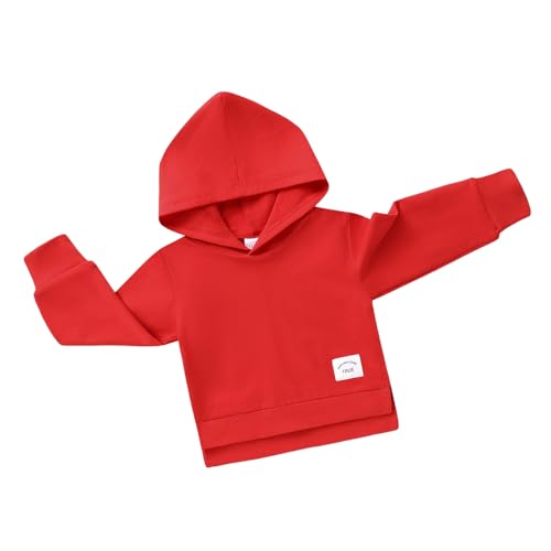 Consejos para Comprar Sudaderas con capucha para Bebé para comprar online. 41 Happy Town - Sudadera con capucha para bebé y niña, con cuello redondo sólido, manga larga, blusa, Rojo -, 3 Años/4 Años