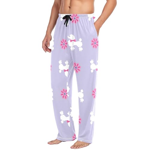 Poodle on Purpel Mens Pajama Pants Mens Pj Pants Comfy Cotton Pj Long Pant for Men with Pockets Size S-XXL4