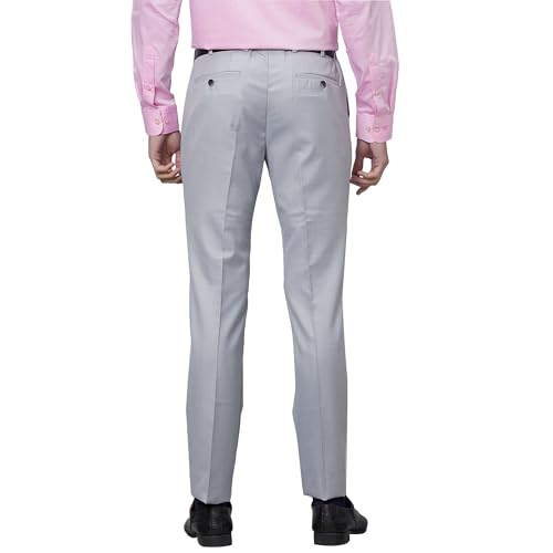 Image of Raymond Men Slim Fit Solid Pattern Poly Viscose Blend Pleatless Formal Trouser