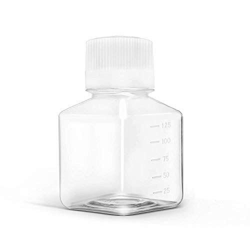 125 ml Plastic Reagent Bottle 6-Pack Laboratory Chemical Storage - Clear Graduated Square Polycarbonate Plastic Leakproof Bottles - Thumbnail 5