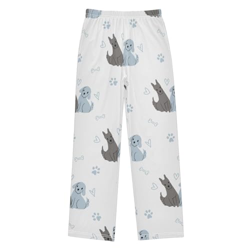 Cute Funny Dog Boys Pants Boys Athletic Pants Long Pant for Boy with Pockets Wide-Leg Size 6-14Y