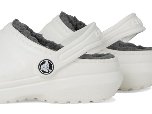 Image of Crocs Kids' Classic Lined Clog | Girls and Boys Slippers, White, 12 Little Kid