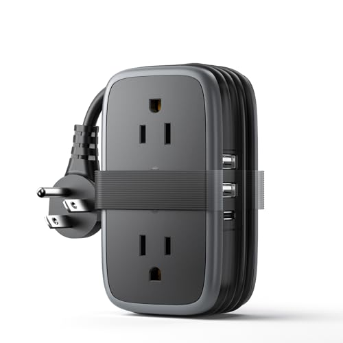Travel Power Strip with USB C Port, NTONPOWER Flat Plug Extension Cord with 4 Outlets 3 USB (1 USB C) for Cruise Ship Essentials, 4ft Wrapped Short Extension Cord for Hotel Dorm Room,1 Pack