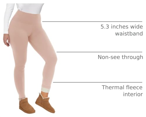 Image of CAMPSNAIL Fleece Lined Leggings Women - Thick Winter Thermal Warm Pants Beige Nude Medium