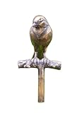 Bronze-Skulptur Amsel auf AST | sitzend | Gartenstecker | 11x11x12cm | Tierfigur aus Bronze handgefertigt
