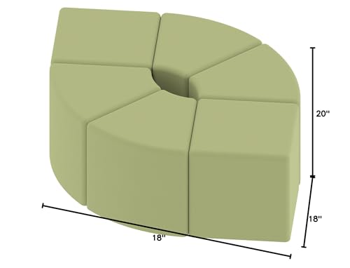 Image of Sprogs 18 inch H Structured Cube Stool -Flexible Modular Collaborative Soft Seating for Office, Home, Lounge and School Classrooms with Durable Frame & Set of 2 inch Casters Add-on -Fern Green