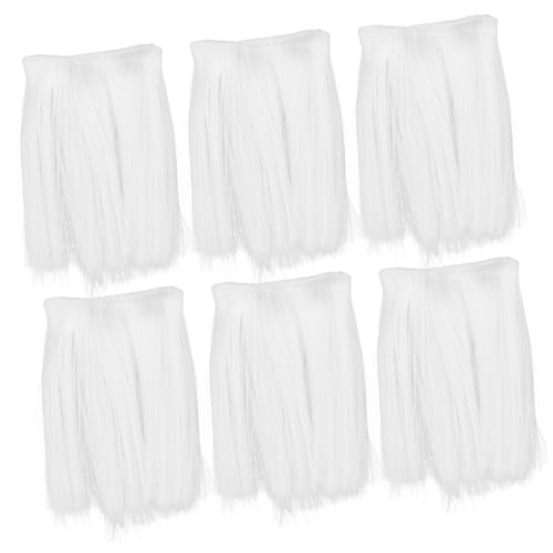 Artibetter 6 Pièces Perruques Haute Température pour Poupées Extensions de Cheveux Raides DIY Blanc