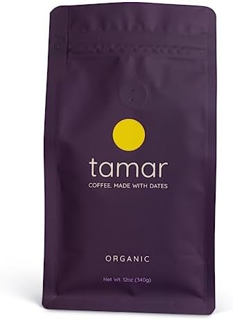 Date Coffee by Tamar | Unique Organic Coffee & Organic Dates Blend, Low Acid Coffee, Medium Roast, Ground, Dietary Fiber, Prebiotics, Minerals & Antioxidants (12oz/21 servings)