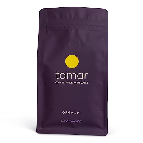 Date Coffee By Tamar | Unique Organic Coffee & Organic Dates Blend, Low Acid Coffee, Medium Roast, Ground, Dietary Fiber, Prebiotics, Minerals & Antioxidants (12Oz/21 Servings) #TOP21