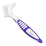Denture Brush ~ Rubber Grips, Easy Hold Handle, Double Bristle Head (Purple, One Size)