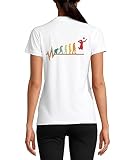Human Volleyball Evolution Heartbeat Serve Graphic Polo-Top-T-Shirt aus Baumwolle für Damen Weiß Medium
