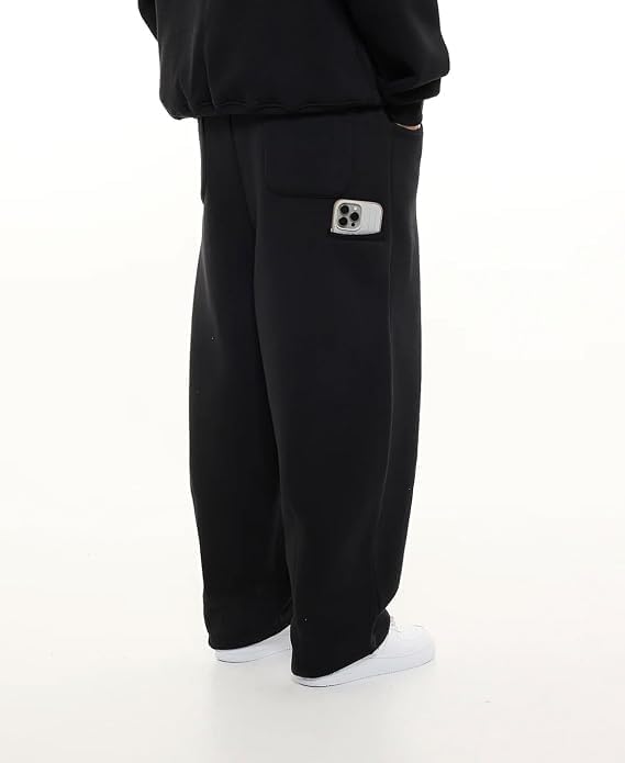 Image of Men's 320 GSM Heavyweight Baggy Track Pants | Oversized Fleece Joggers | Relaxed Fit Sweatpants with Deep Side Pockets | Winter Casual Lounge Wear