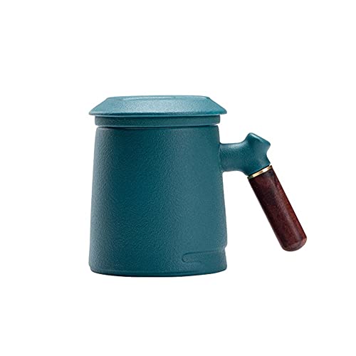 DISDADA Steinzeug Glasierte Keramik Teebecher Teetasse Mit Deckel Und Sieb Für Losen Tee Oder Beutel Tee-Liebhaber-Geschenk (Color : Dark Green Glaze) Cover