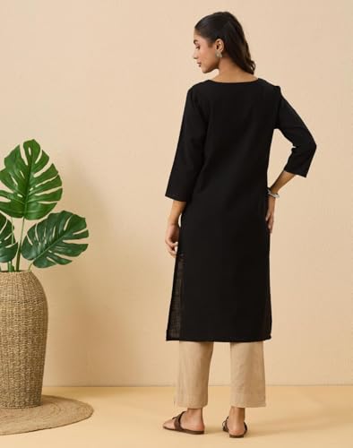 Image of Fabindia Women's Cotton Solid Long Kurta