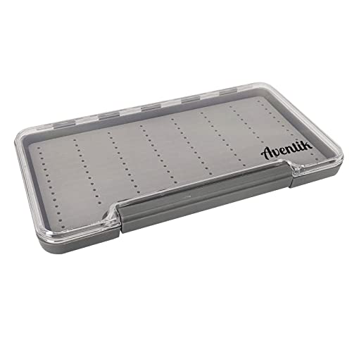 Waterproof Fly Fishing Boxes Supper Slim Clear Plastic Easy Grip Foam Fishing Tackle Storage Trags 7.36"X4.02"X0.63"(Grey-H046Ld) #TOP3
