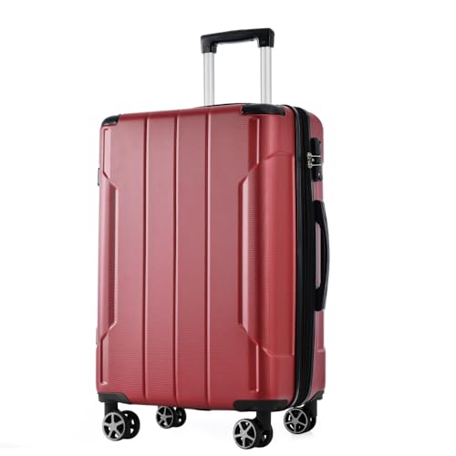 Red ABS Hardshell Luggage Set 24-inch Lightweight Expandable Suitcase with Double Wheels Durable Checked Luggage 24 Inches (24Inch Red)
