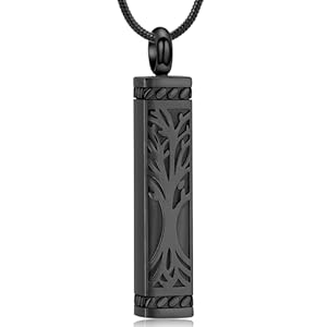 Tree of Life Urn Necklace for Ashes for Women Men Cremation Jewelry Cube Ashes Keepsake Necklace Bar Urn Pendant Jewelry for Ashes