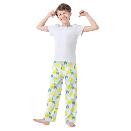 ZZKKO Lemon Flower Tropical Fruit Boys Pants for Kids Jogger Pants with Pockets S-XL2