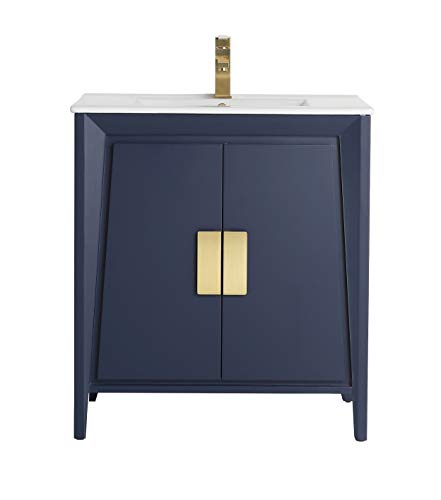 Tennant Brand Larvotto Navy Blue Contemporary Modern Bathroom Sink Vanity