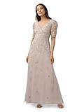Adrianna Papell Women's Beaded Surplice Gown, Marble, 10