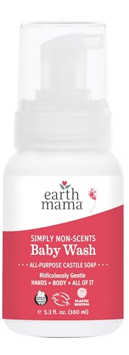 Image of Earth Mama Simply Non-Scents Baby Wash Foaming Hand Soap, Organic Fragrance Free Body Wash, Unscented Body Wash, Castile Soap with Coconut Oil, Shea Butter, Calendula, & Aloe, 5.3floz