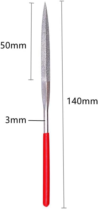 10PCS Mini Diamond Needle File Set，t 3x140mm Small Metal Needle File ，for Stone Glass Metal Carving Craft Hand Tools (5PCS Red)