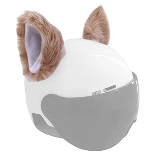 Cat Ears for Helmet Plush Ears Adhesive Helmet Accessory for Bicycle Motorcycle Smooth Surfaces Helmet Decor Light Brown