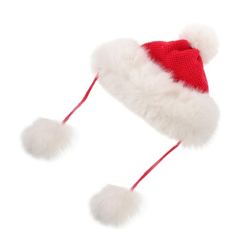 Gorro con orejeras de punto para regalo de Navidad y año nuevo rojo