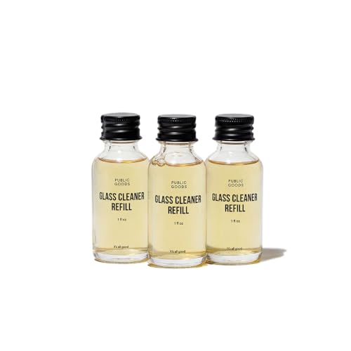 Public Goods Glass Cleaner Refill | Refill Concentrate for Windows Mirrors Glass Surfaces | Cruelty Free Paraben Free Vegan Friendly | 3 Pack - 24 Oz Diluted