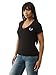True Religion Crystal Buddha V Neck Tee for Women – Graphic Short Sleeve Cotton Blend Top | Jet Black, X-Large