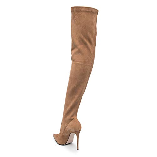 FSJ Women Sexy Super High Heel Thigh High Over The Knee Boots Slim Stilettos Heel Pointed Toe Dress Long Boots Pull On Stretch Winter Shoes Size 4-15 US3