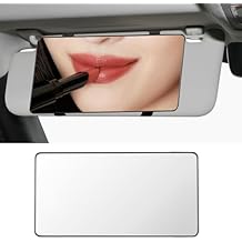 Car Sun Visor Vanity Mirror, Car Sun-Shading Cosmetic Mirror with Straps for Women Girl, Universal Car Travel Makeup Mirror, Car Interior Accessories for Car Truck SUV Black