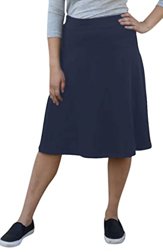 Kosher Casual Women's Modest Knee-Length A-Line Lightweight Cotton Spandex Skirt
