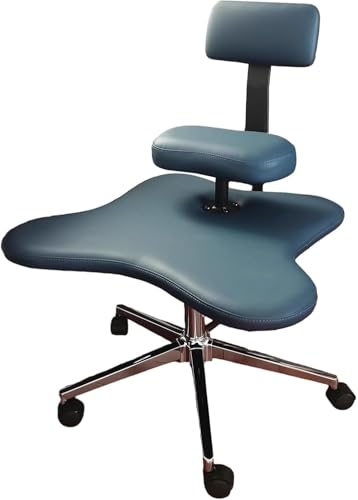 Cross Legged Office Chair with Removable Back Support, Ergonomic Kneeling Chair with Brake Casters, Posture Chair, Meditation Chair for Office, Home, 330Lbs Capacity,Blue,One Size