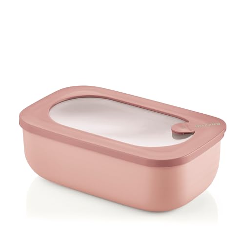Guzzini - Kitchen Active Design, STORE&MORE BIO, Récipients hermétiques rectangulaire pour réfrigérateur/congélateur/four à micro-ondes - Rose Fleur de...