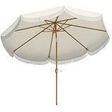 Outsunny Parasol de jardin extérieur parasol inclinable rond droit Ø2,7 x 2,4 m avec ouverture fermeture manivelle, franges, toile 180 g/m² protection UPF 30+, pour balcon, terrasse, bleu