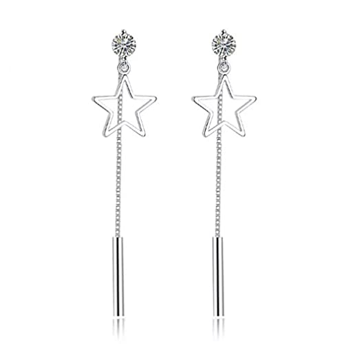 Boucles d'oreilles longues argent sterling anti-allergie chaîne pendante confortable