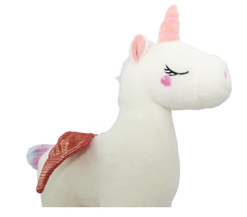 Image of Tickles Rainbow Wings Unicorn Horse Soft Stuffed Plush Animal Toy for Kids Birthday Gifts (Size: 40 cm Color: White)