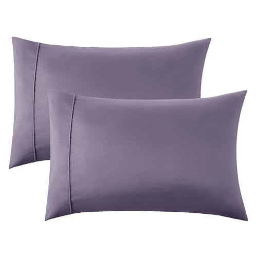 Bedsure Pillow Cases Standard Size Set of 2 - Grayish Purple Brushed Microfiber Pillowcases, Super Soft Pillow Case Covers with Envelope Closure, Wrinkle, Fade and Stain Resistant, 20x26 Inches