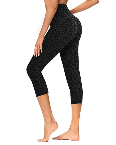 Image of GAYHAY High Waisted Capri Leggings for Women - Soft Slim Yoga Pants for Running Cycling Workout