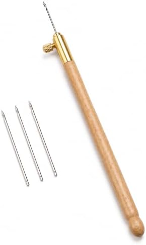Tambour Embroidery Hook with 3 Needles 80# 100# 120#, Tambour Hook Crochet Embroidery Needle Beading Tool Kit for Embroidery Sequin Beads Sewing Crafting Handmade Artwork Making Gifts