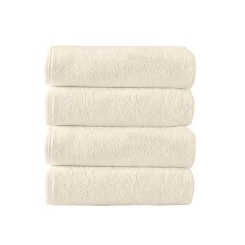 GT Globaltex Fine Linens Luxurious Turkish Cotton Bath Towel Set of 4- Ultimate Softness and Absorbency for a Spa-Like Experience, 600 GSM (Beige, 4 Pcs Bath Towel Set)