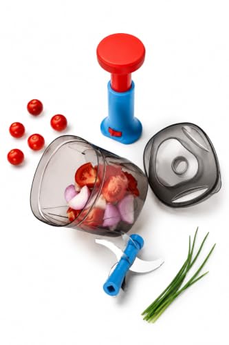 Image of TheXpert Vegetable Chopper for Kitchen | Chopper for Kitchen Use | Manual Food Chopper with Stainless Steel Blades | Food Grade Plastic | Easy to Use Kitchen Tool (1100ml Push Chopper)