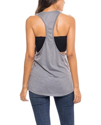 Image of Sexy Basics Women's Workout Racerback Tank Tops | Semi Sheer Slub Fabric | Wide Shoulder Hole Opening | Multi Packs & Colors